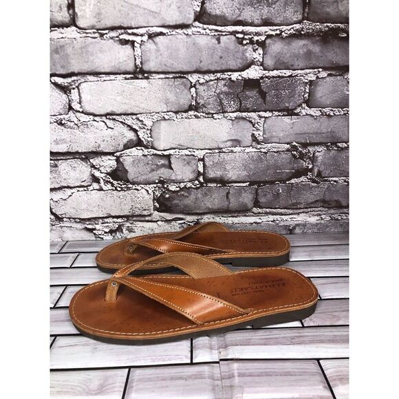 Klimatsakis Brown Leather Casual Flip Flops Greek Thong Sandals Women Sz 41EU - Picture 9 of 16